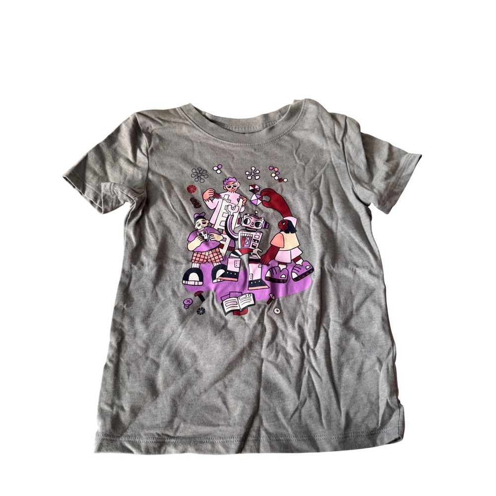 Cat & Jack Kids Gray Robot Science Graphic Short Sleeve T-Shirt 4T